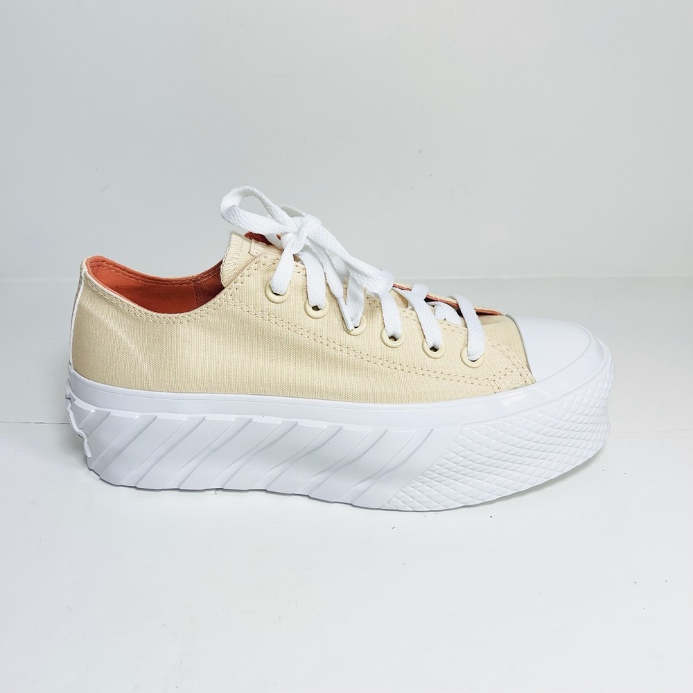 Converse Chuck Taylor All Star OX Lift 2X Platform Sneakers Light Twine Size 7.5 - Picture 3 of 8